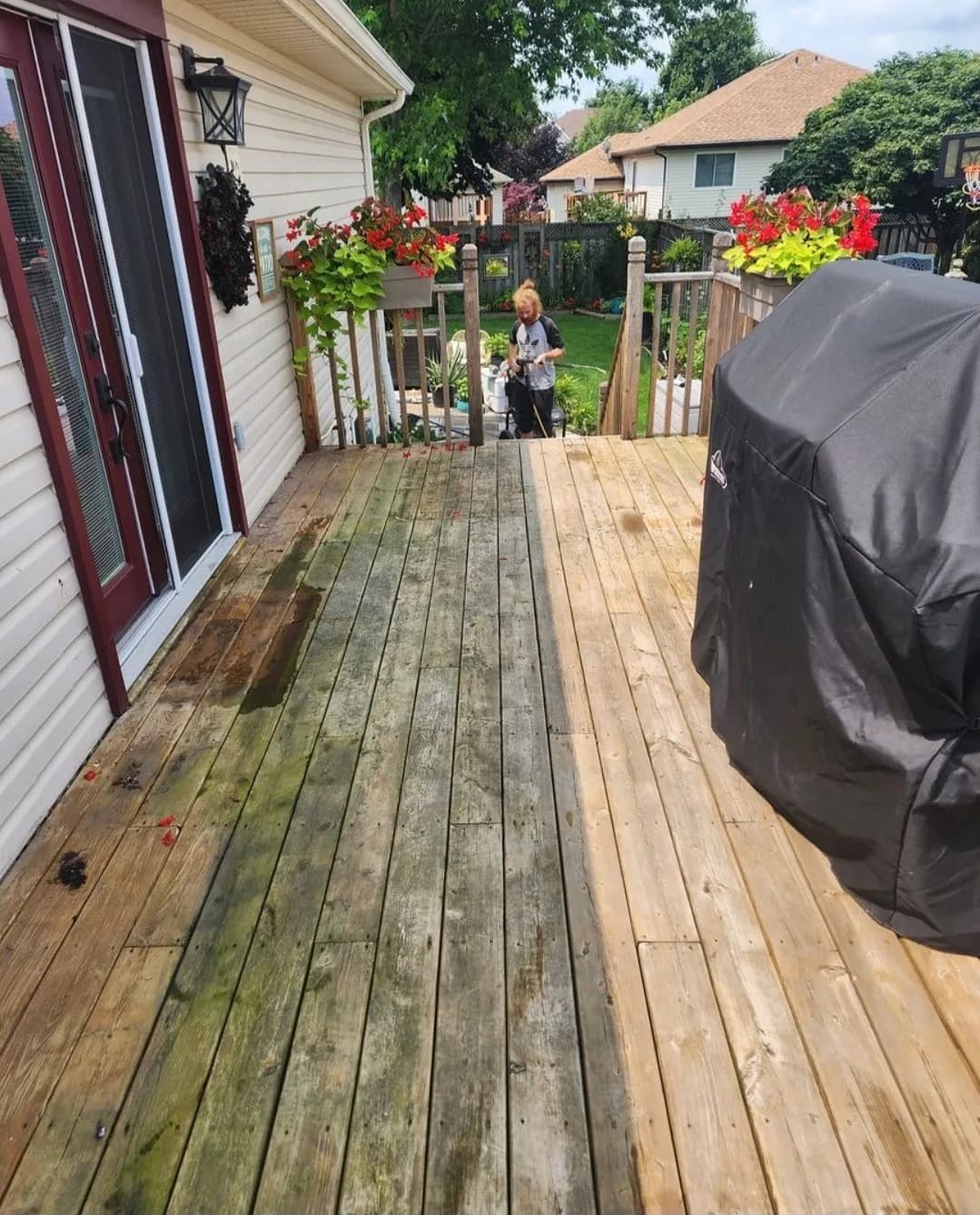 Weathered deck in Beamsville before restoration