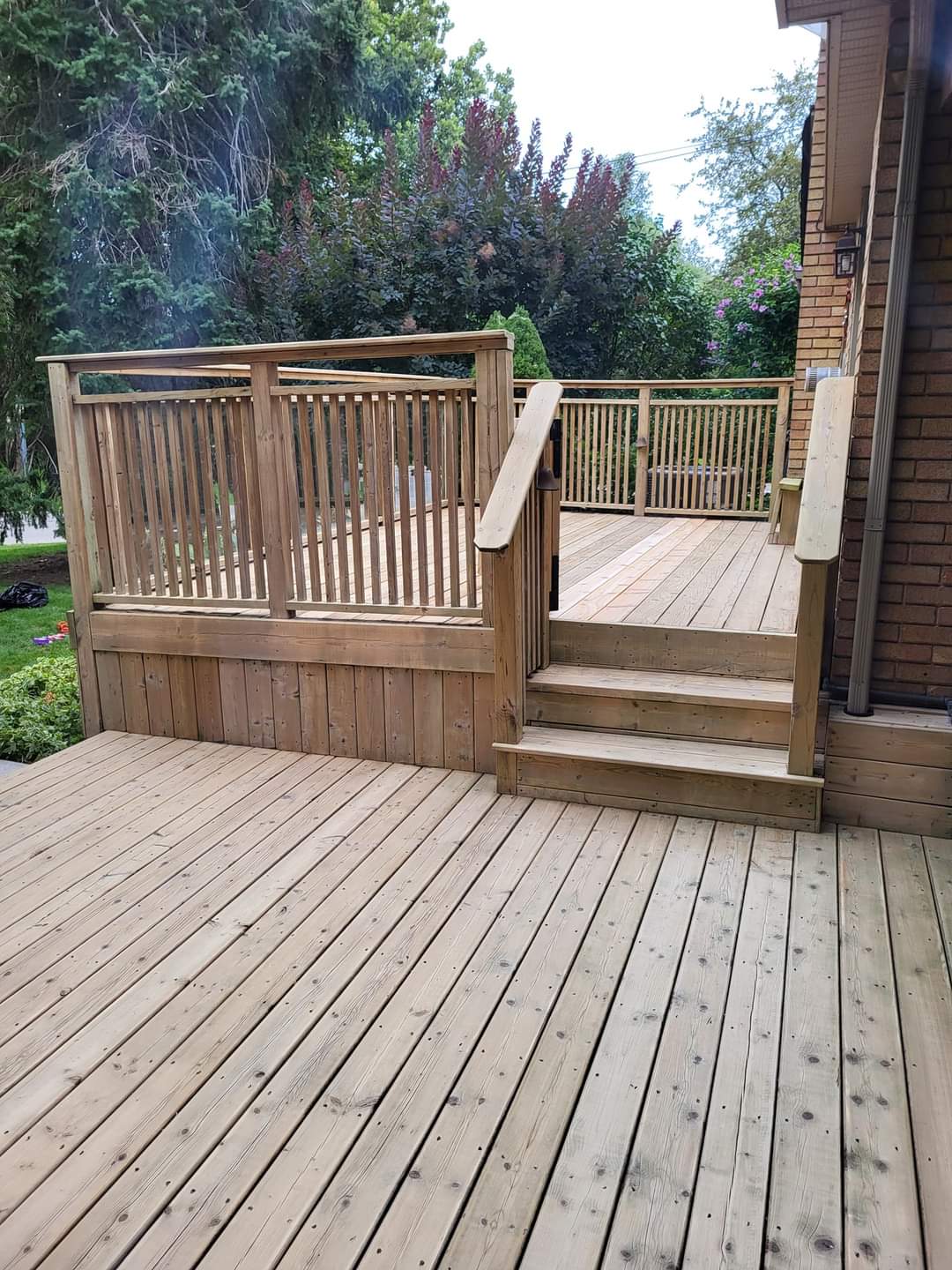 Cedar deck washed and sanded back to its natural colour